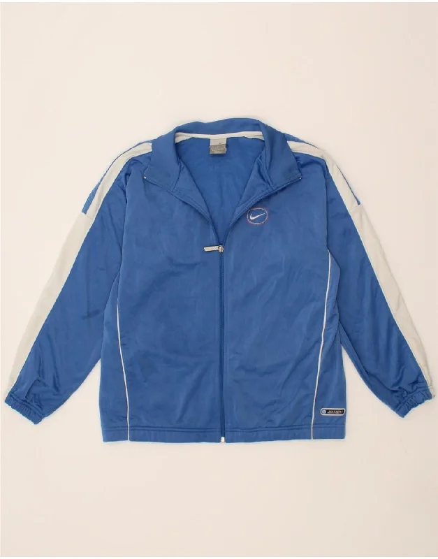 men's wool jackets -NIKE Boys Tracksuit Top Jacket 15-16 Years XL Blue Colourblock Polyester