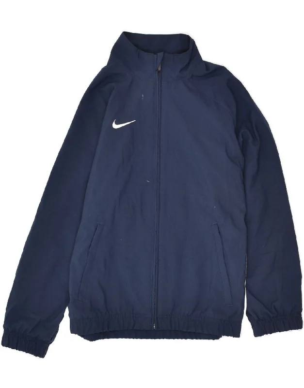 men's reversible jackets -NIKE Boys Tracksuit Top Jacket 8-9 Years Small Navy Blue Colourblock