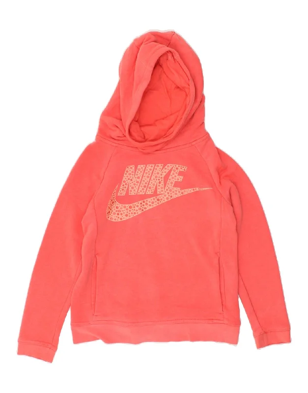 trendy hoodies for men -NIKE Girls Graphic Hoodie Jumper 10-11 Years Medium  Red