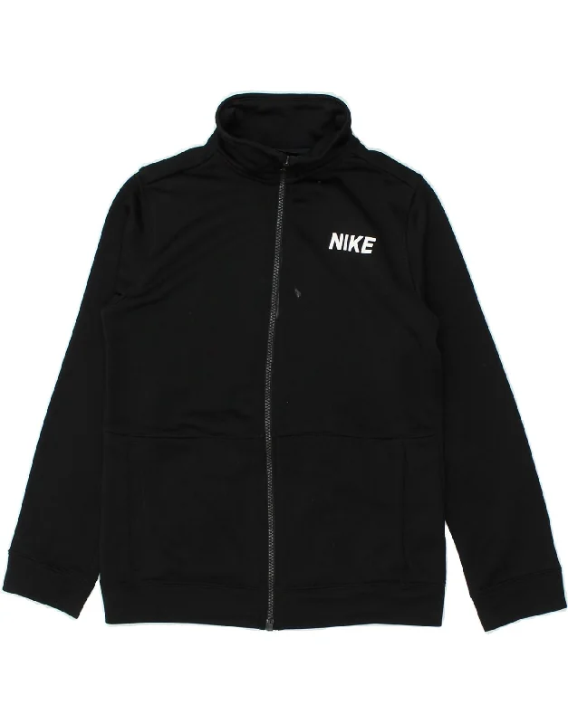 men's formal jackets -NIKE Girls Graphic Tracksuit Top Jacket 10-11 Years Medium  Black