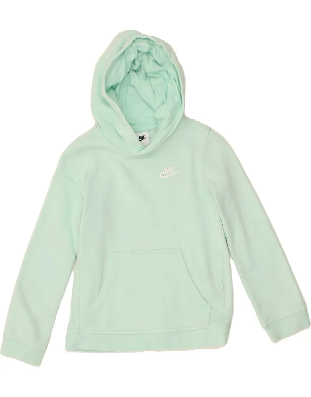 men's zip-up athletic sweatshirts -NIKE Girls Hoodie Jumper 8-9 Years Small  Green Cotton