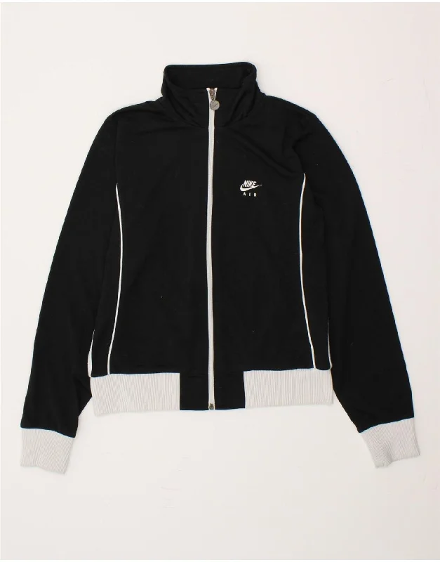 men's rain jackets -NIKE Girls Tracksuit Top Jacket 10-11 Years Medium Black Polyester