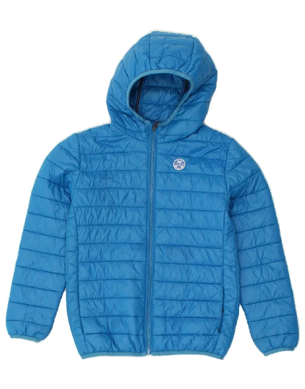 men's tailored wool jackets -NORTH SAILS Boys Hooded Padded Jacket 7-8 Years Blue Polyester