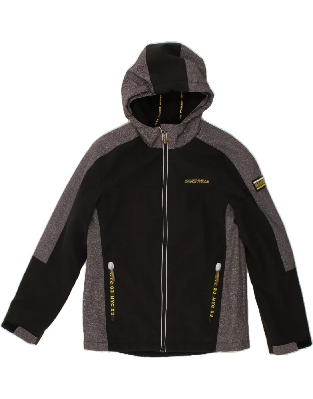 men's full zip jackets -NORTHVILLE Boys Hooded Windbreaker Jacket 12-13 Years Black Colourblock