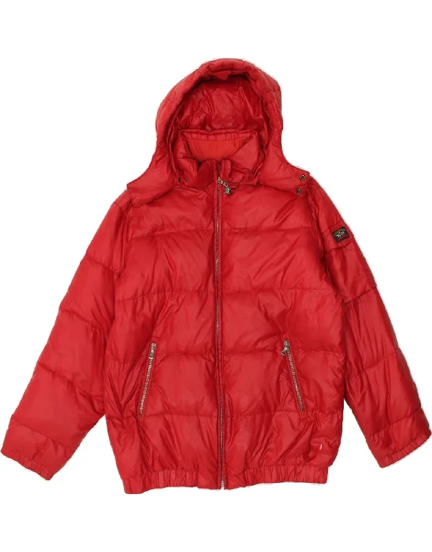 men's work jackets -PAUL & SHARK Boys Hooded Padded Jacket 11-12 Years Red Polyester