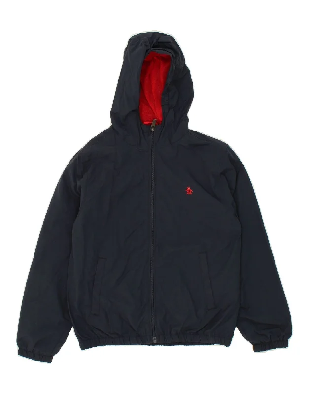 men's fleece winter jackets -PENGUIN Boys Hooded Rain Jacket 10-11 Years Navy Blue Polyester