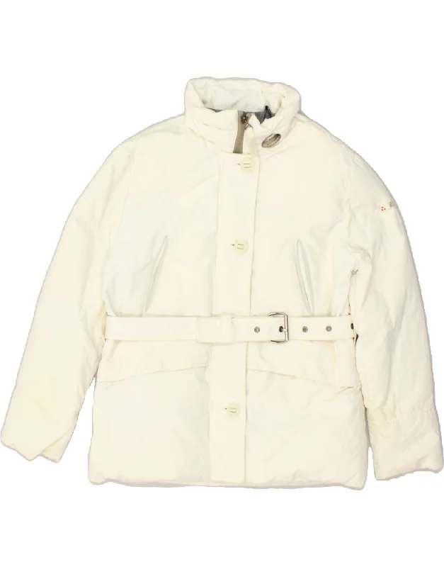 men's trench coats -PEUTEREY Girls Padded Jacket 11-12 Years Medium Off White Cotton