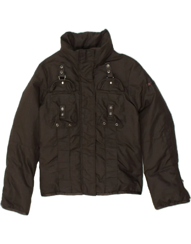 men's travel jackets -PEUTEREY Girls Padded Jacket 13-14 Years Large Brown Check Nylon