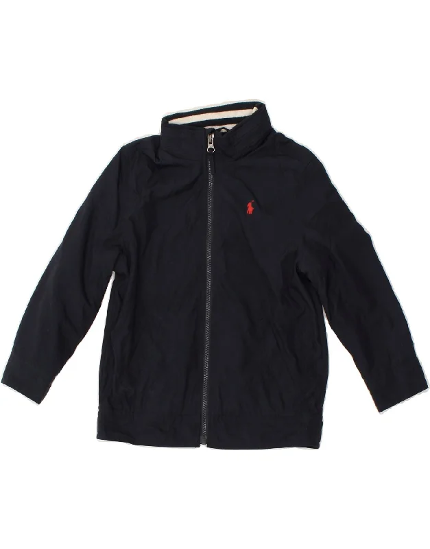 men's sporty jackets -POLO RALPH LAUREN Boys Bomber Jacket 4-5 Years Navy Blue Polyester