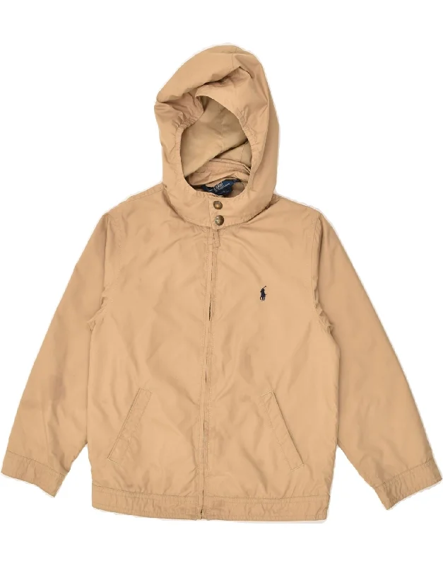 men's quilted winter jackets -POLO RALPH LAUREN Boys Hooded Rain Jacket 6-7 Years Brown Polyester