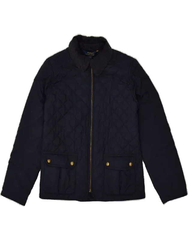 men's rain jackets -POLO RALPH LAUREN Girls Quilted Jacket 12-13 Years Large Navy Blue