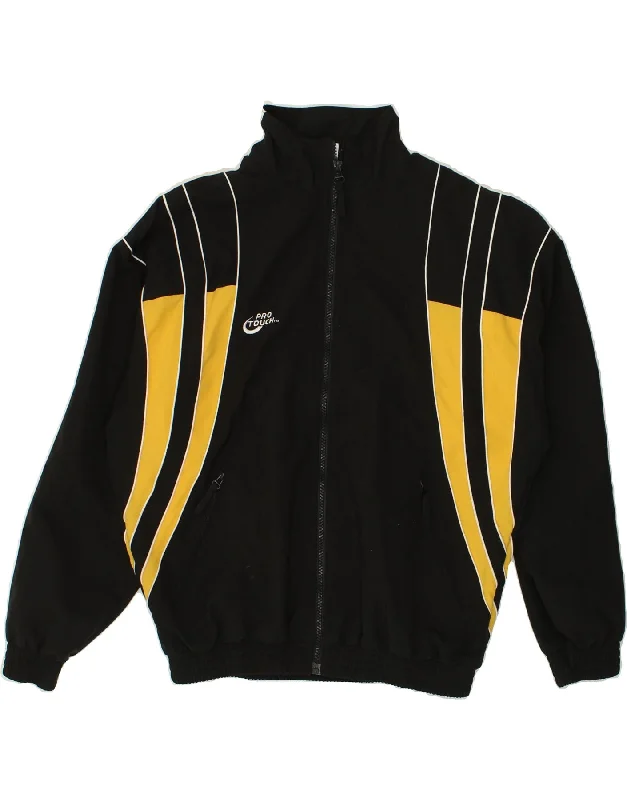 men's varsity jackets -PRO TOUCH Boys Tracksuit Top Jacket 13-14 Years Black Colourblock