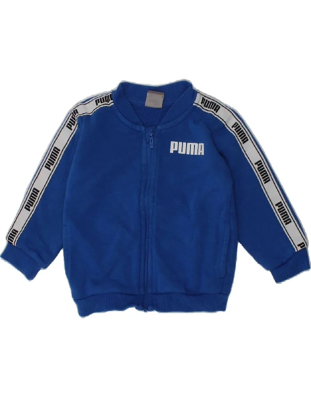 men's winter jackets with fur lining -PUMA Baby Boys Graphic Tracksuit Top Jacket 9-12 Months Blue Cotton