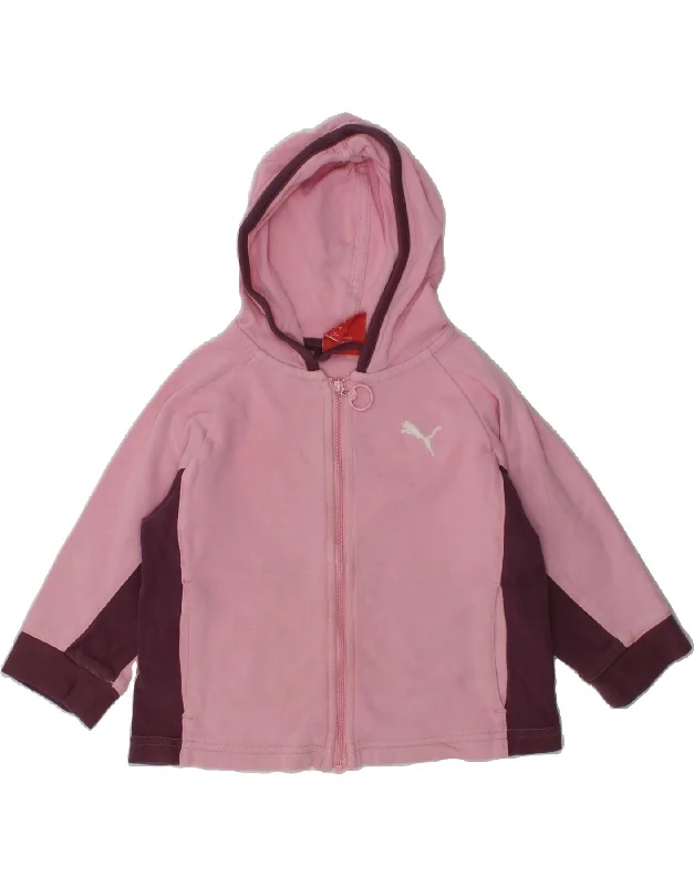 men's sweatshirts with designs -PUMA Baby Girls Hoodie Jumper 9-12 Months Pink Colourblock