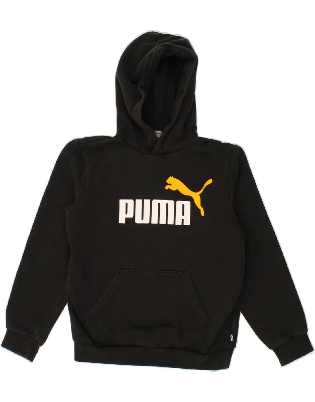 comfortable cotton sweatshirts -PUMA Boys Graphic Hoodie Jumper 11-12 Years Black Cotton