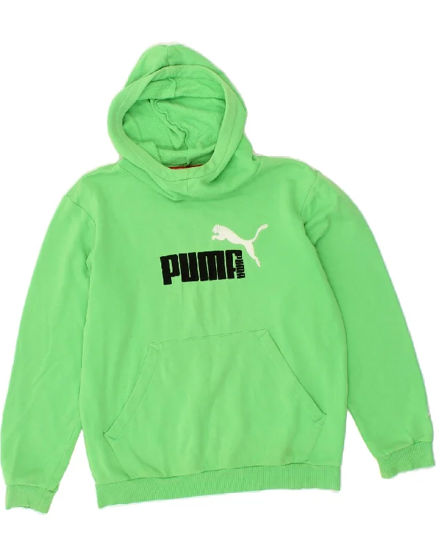 men's warm hoodies for winter -PUMA Boys Graphic Hoodie Jumper 11-12 Years Green Cotton