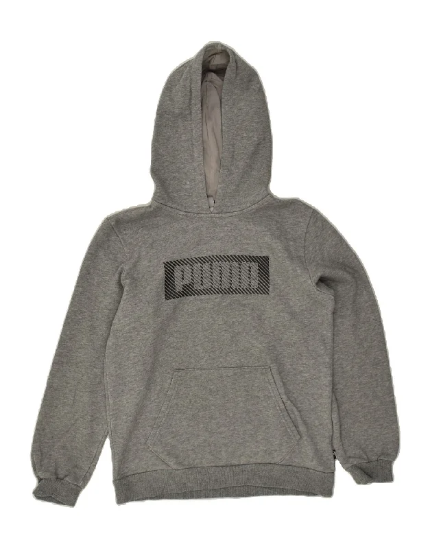 comfortable sweatshirts for men -PUMA Boys Graphic Hoodie Jumper 11-12 Years Grey Cotton