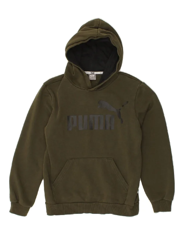 casual hoodies for men -PUMA Boys Graphic Hoodie Jumper 11-12 Years Khaki Cotton