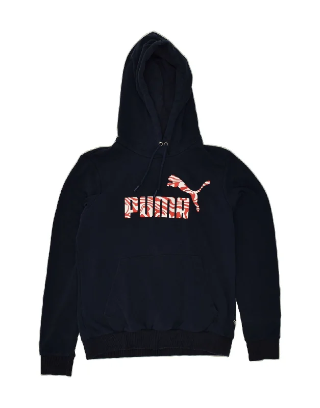 men's sports hoodies for gym -PUMA Boys Graphic Hoodie Jumper 11-12 Years Large  Navy Blue