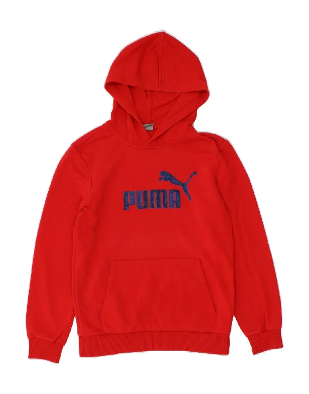 stylish hoodies for men -PUMA Boys Graphic Hoodie Jumper 11-12 Years Red Cotton