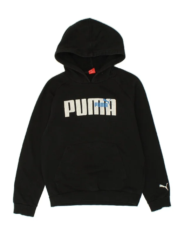 cotton hoodies for men -PUMA Boys Graphic Hoodie Jumper 13-14 Years Black Cotton