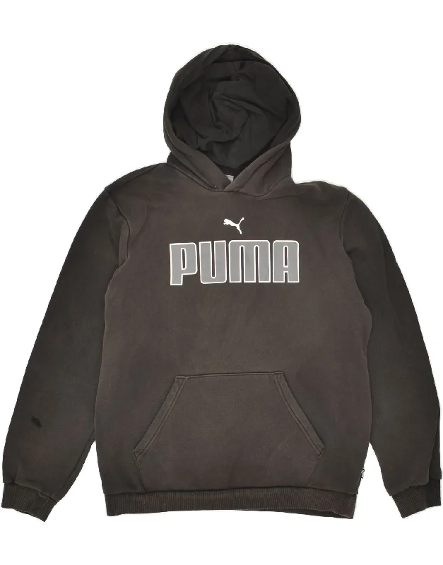 comfortable sweatshirts for men -PUMA Boys Graphic Hoodie Jumper 15-16 Years Black Cotton