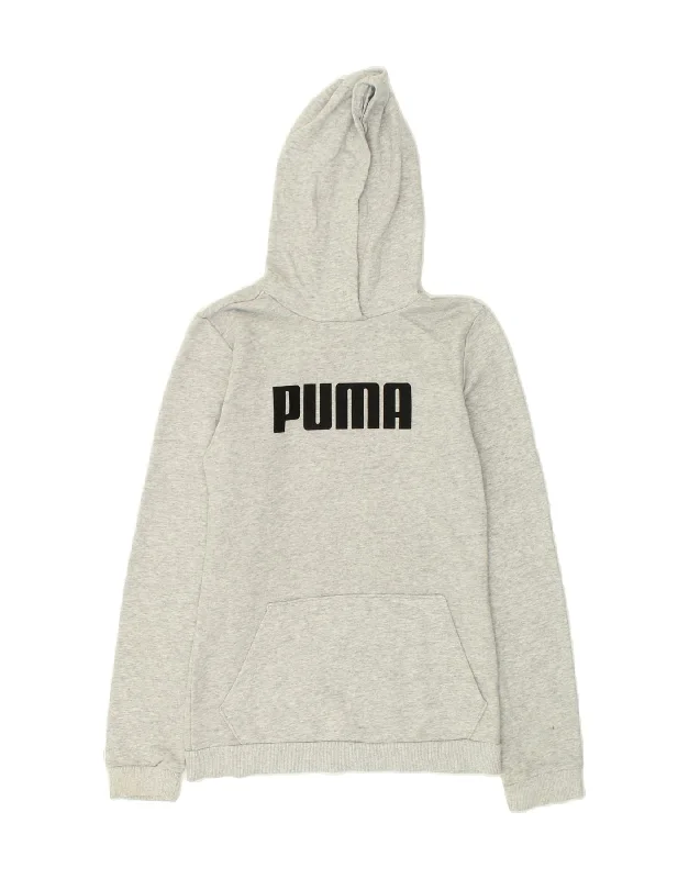 men's warm hoodies for winter -PUMA Boys Graphic Hoodie Jumper 15-16 Years Grey Polyester