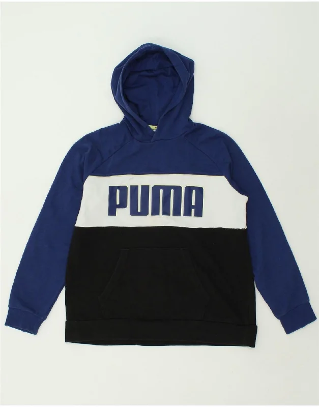 men's hoodie sweatshirts with designs -PUMA Boys Graphic Hoodie Jumper 15-16 Years Multicoloured Colourblock