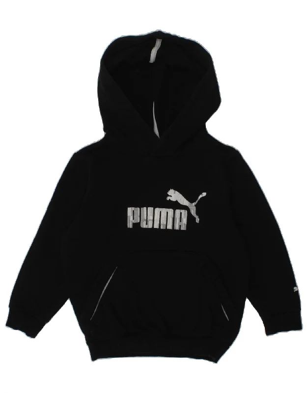 men's zip hoodie with high collar -PUMA Boys Graphic Hoodie Jumper 3-4 Years Black