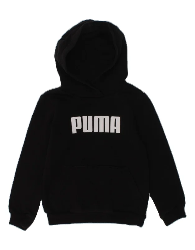 men's athletic fit hoodies -PUMA Boys Graphic Hoodie Jumper 5-6 Years Black Cotton