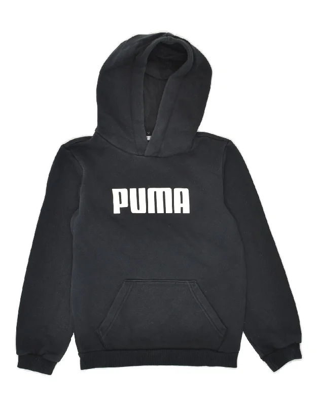 casual wear sweatshirts for men -PUMA Boys Graphic Hoodie Jumper 7-8 Years Black Cotton