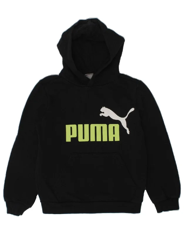 men's hoodie with logo prints -PUMA Boys Graphic Hoodie Jumper 9-10 Years Black