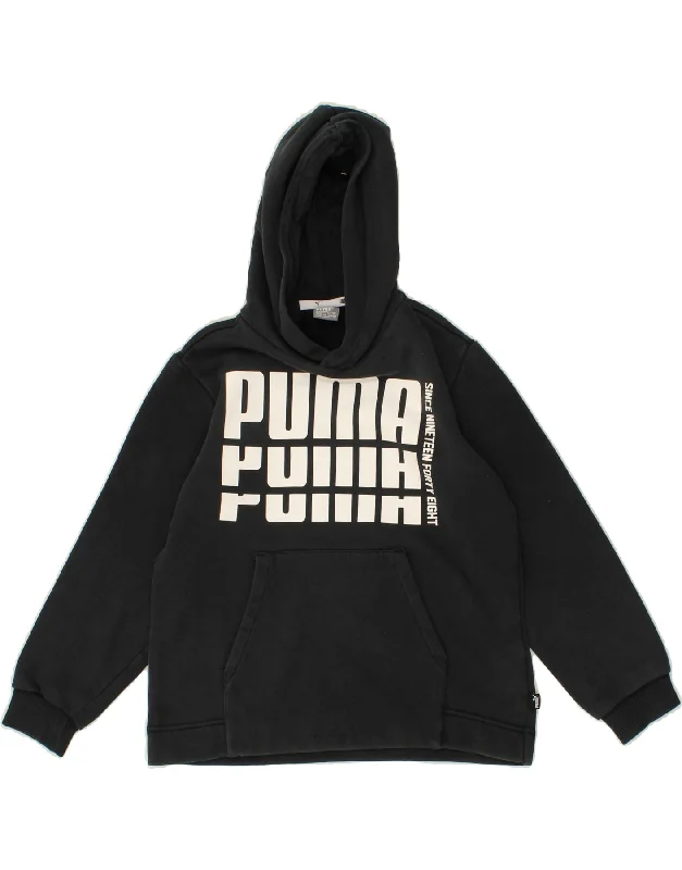 comfortable sweatshirts for men -PUMA Boys Graphic Hoodie Jumper 9-10 Years Black Cotton