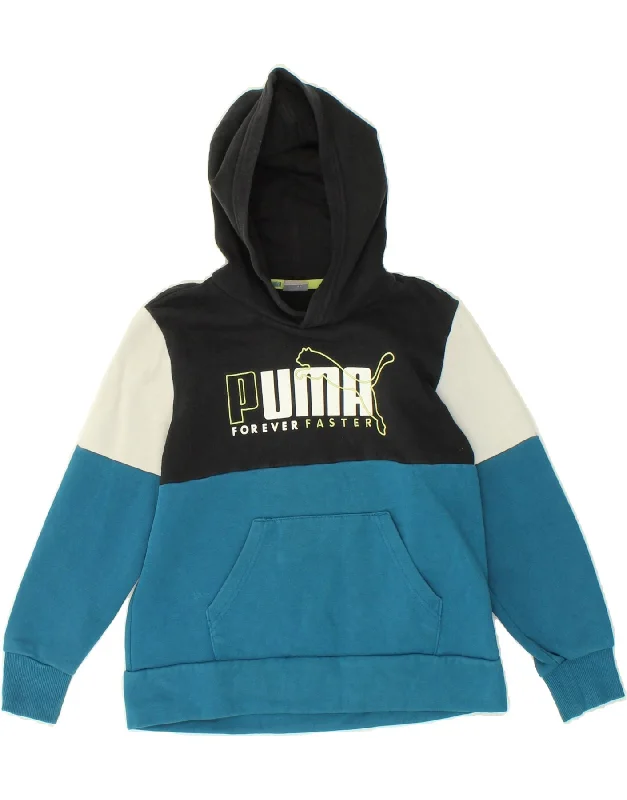 men's stylish zip-up hoodies -PUMA Boys Graphic Hoodie Jumper 9-10 Years Multicoloured Colourblock