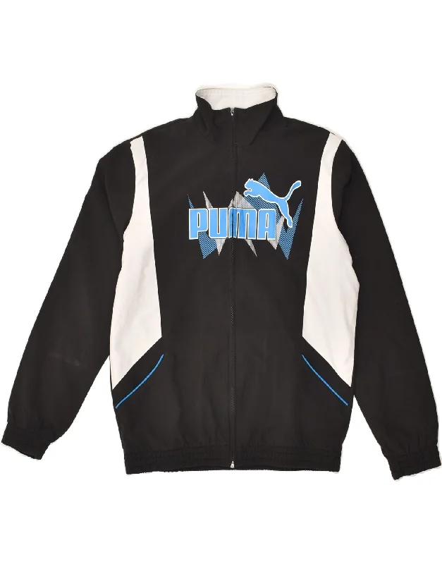 men's heavy-duty jackets -PUMA Boys Graphic Tracksuit Top Jacket 11-12 Years Large  Black