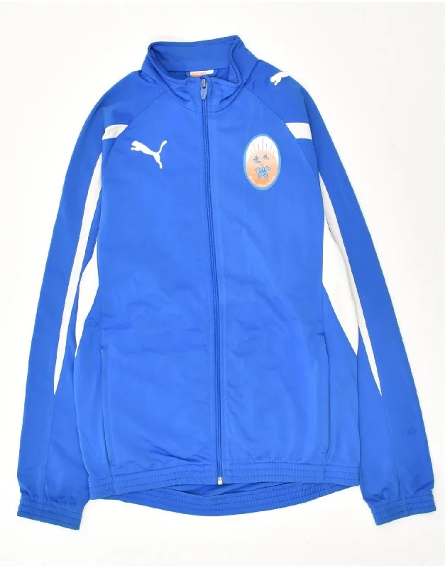 men's padded jackets -PUMA Boys Graphic Tracksuit Top Jacket 13-14 Years Blue Colourblock