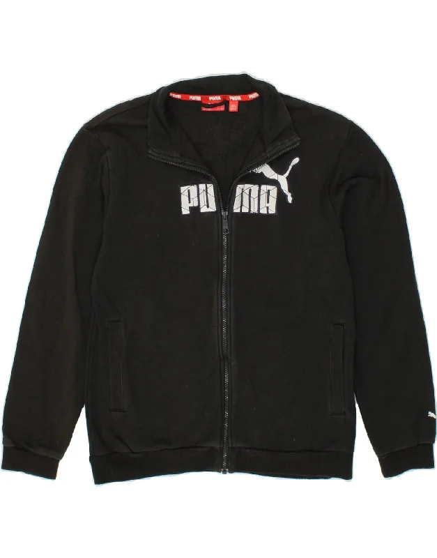 men's fashion jackets -PUMA Boys Graphic Tracksuit Top Jacket 13-14 Years XL Black Cotton