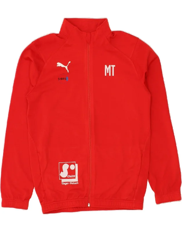 men's high-quality jackets -PUMA Boys Graphic Tracksuit Top Jacket 15-16 Years Red Polyester