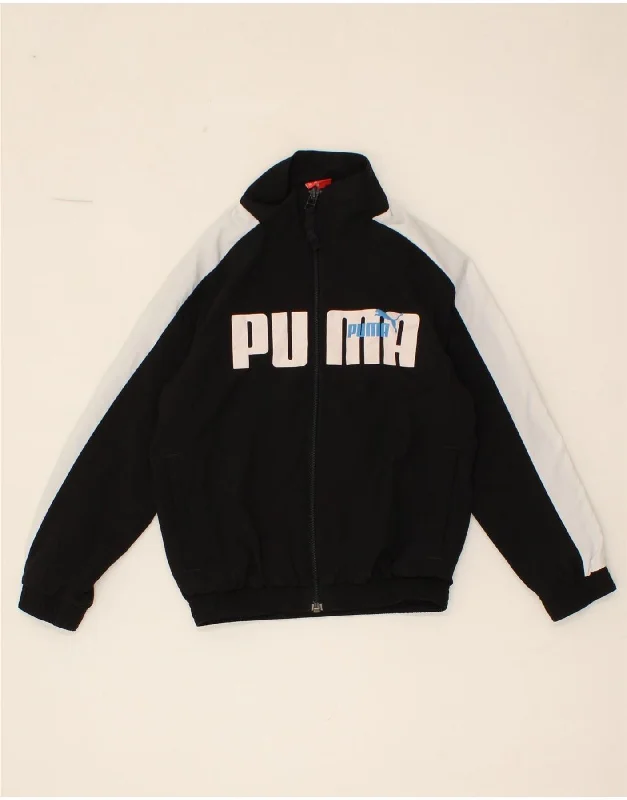 men's trench coats for winter -PUMA Boys Graphic Tracksuit Top Jacket 5-6 Years Black Colourblock