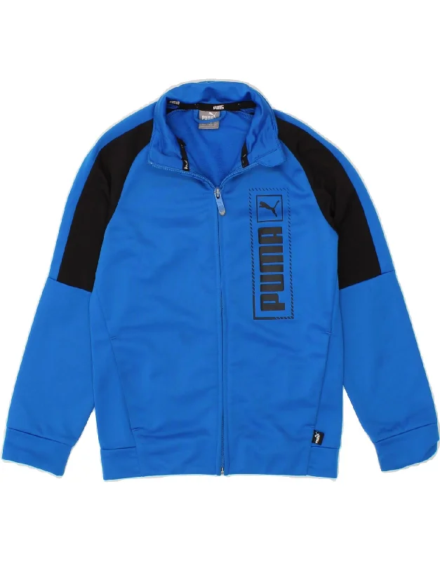 men's multi-pocket jackets -PUMA Boys Graphic Tracksuit Top Jacket 7-8 Years Blue Colourblock