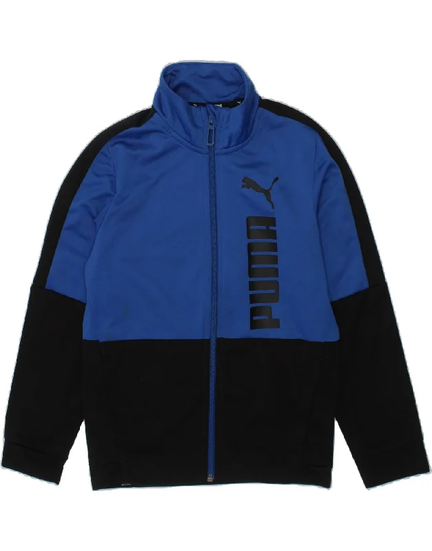 men's heavy-duty jackets -PUMA Boys Graphic Tracksuit Top Jacket 7-8 Years  Blue Colourblock