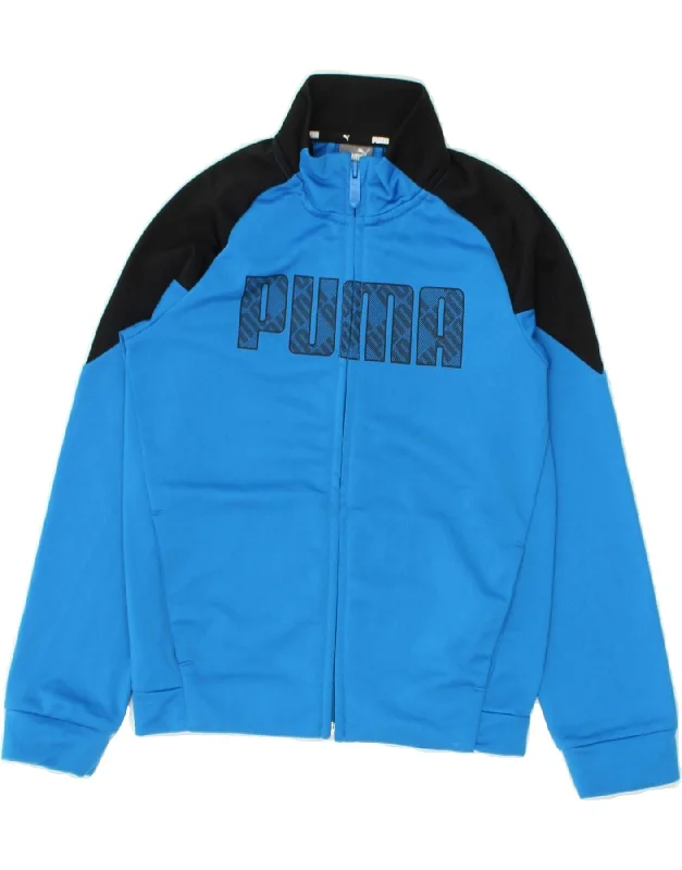 men's wool jackets -PUMA Boys Graphic Tracksuit Top Jacket 7-8 Years Blue Colourblock