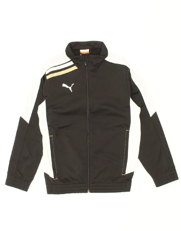 men's travel jackets -PUMA Boys Graphic Tracksuit Top Jacket 9-10 Years Black Colourblock