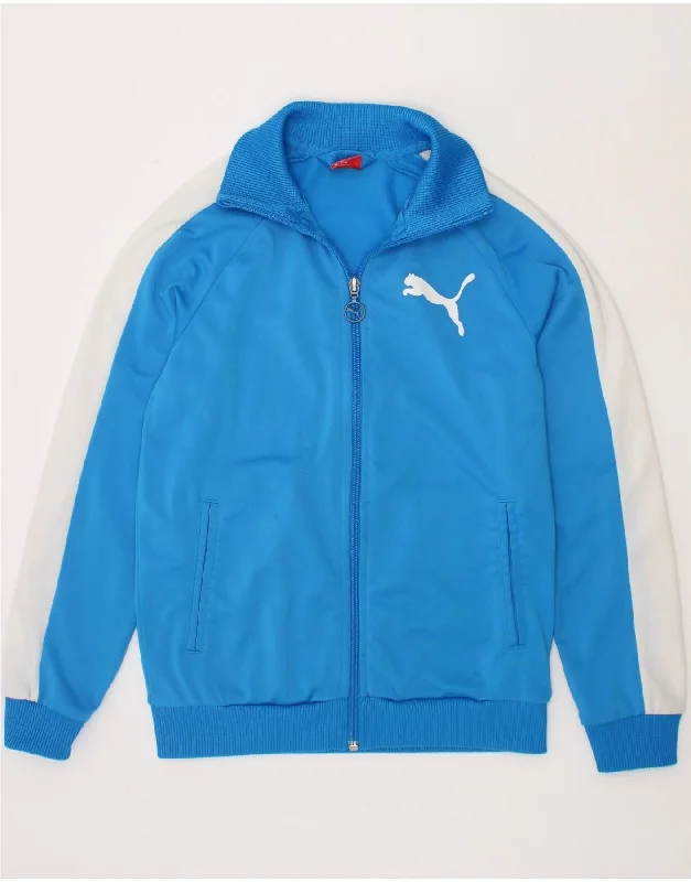 men's bomber jackets -PUMA Boys Graphic Tracksuit Top Jacket 9-10 Years  Blue Colourblock