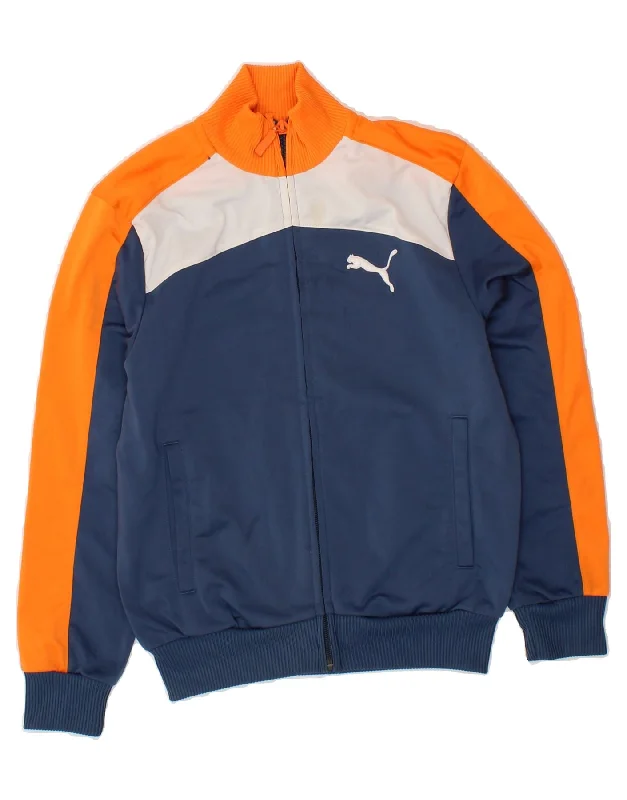 men's outdoor adventure jackets -PUMA Boys Graphic Tracksuit Top Jacket 9-10 Years Medium  Navy Blue