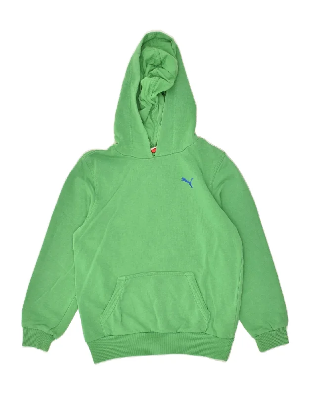 men's lightweight fleece hoodies -PUMA Boys Hoodie Jumper 9-10 Years Medium Green