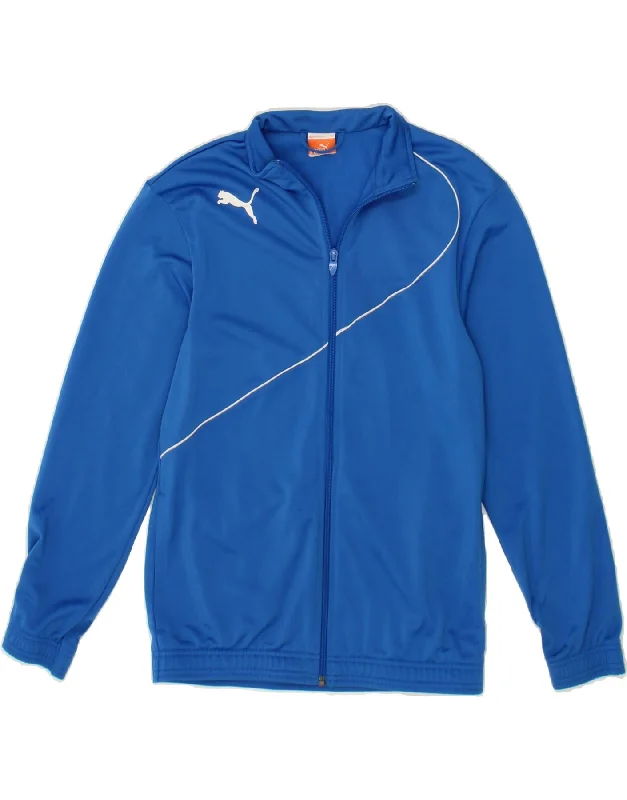 men's winter jackets with fur lining -PUMA Boys Tracksuit Top Jacket 13-14 Years Blue Polyester