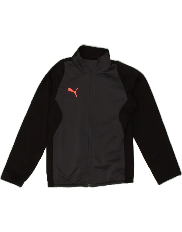 men's reversible jackets -PUMA Boys Tracksuit Top Jacket 7-8 Years Grey Colourblock Polyester