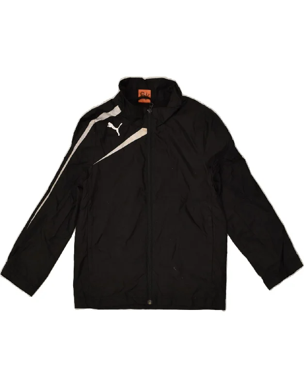 men's insulated jackets -PUMA Boys Tracksuit Top Jacket 9-10 Years Black Colourblock Polyamide