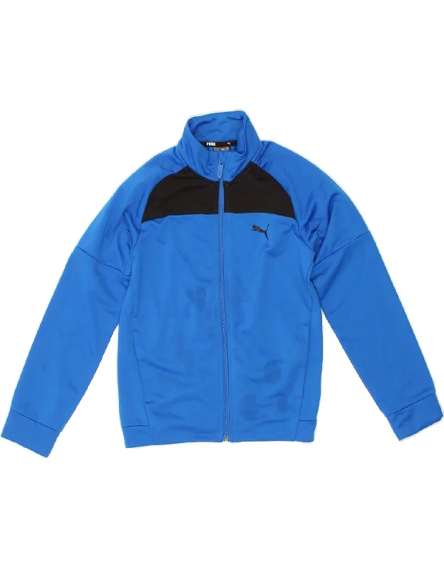 men's work jackets -PUMA Boys Tracksuit Top Jacket 9-10 Years Medium  Blue Colourblock